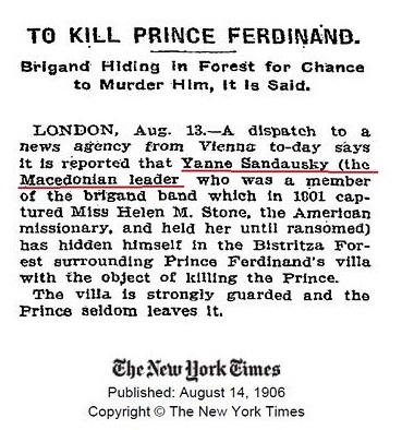 to kill prince Ferdinand of Bulgaria